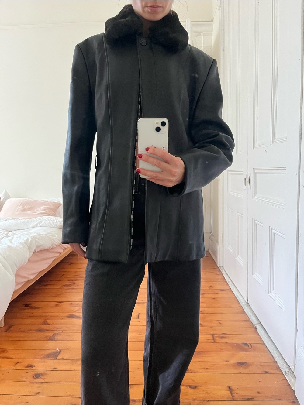 Vintage Liz Claiborne leather jacket with removable collar